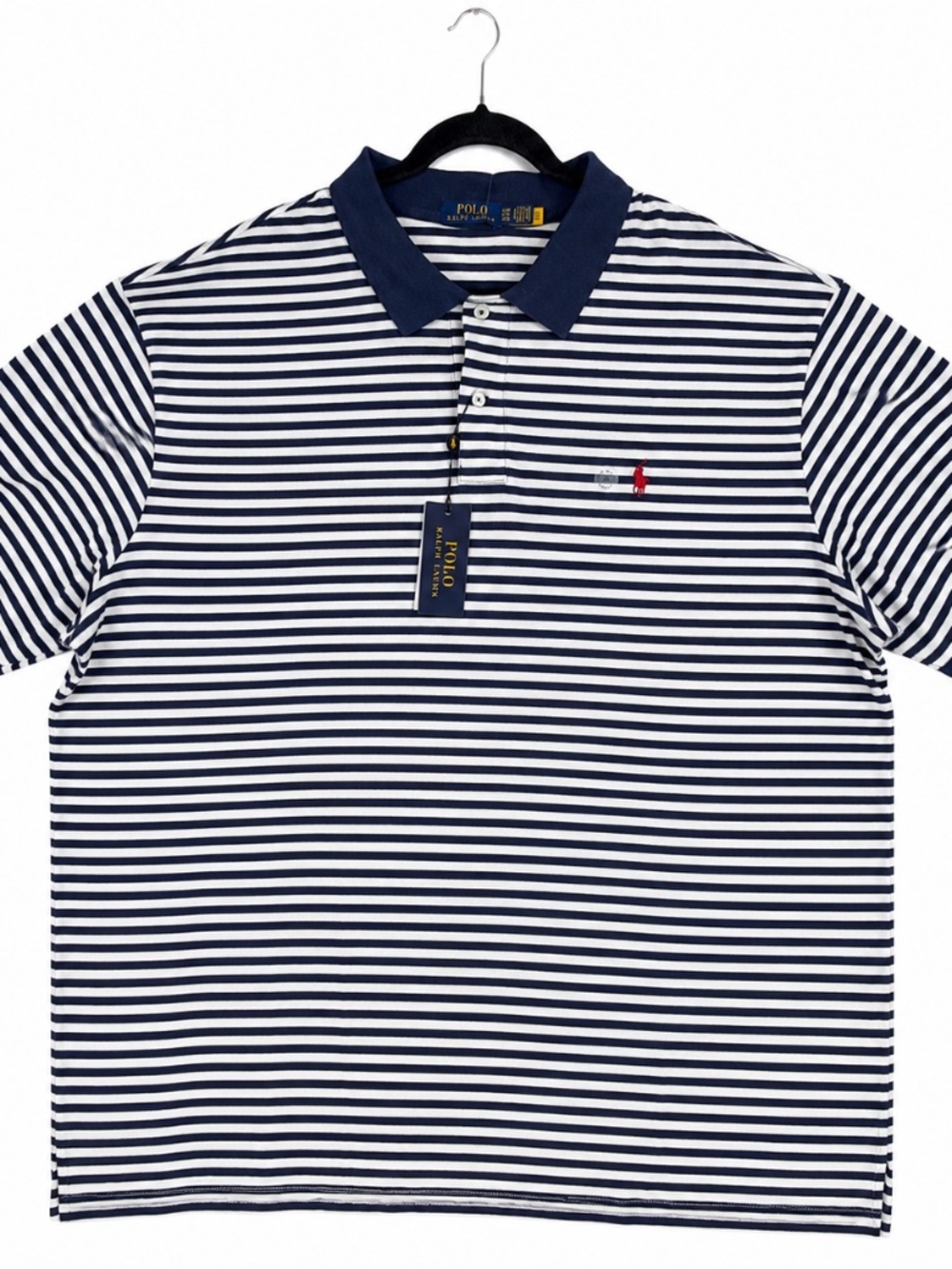 NWT Ralph Lauren Striped Polo Shirt Classic Fit 4XB Navy And White